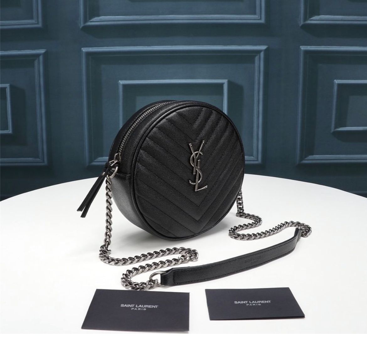YSL CAMERA BAG VINYLE TONDA IN PELLE BLACK